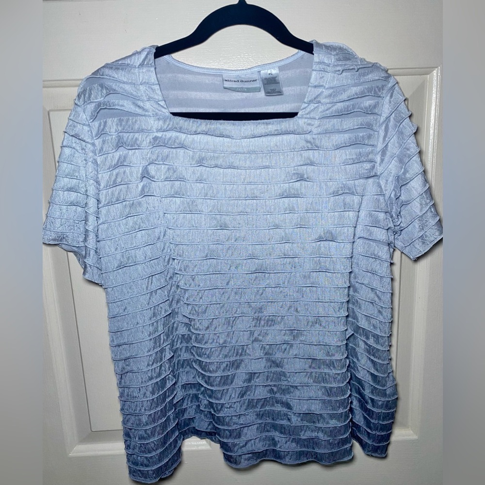 Alfred Dunner Ombré Grey Ruffle Top PL